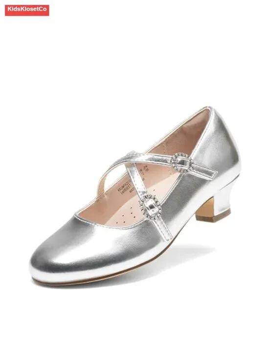 Girls Mary Jane Pumps with Low Heel for Weddings & Parties