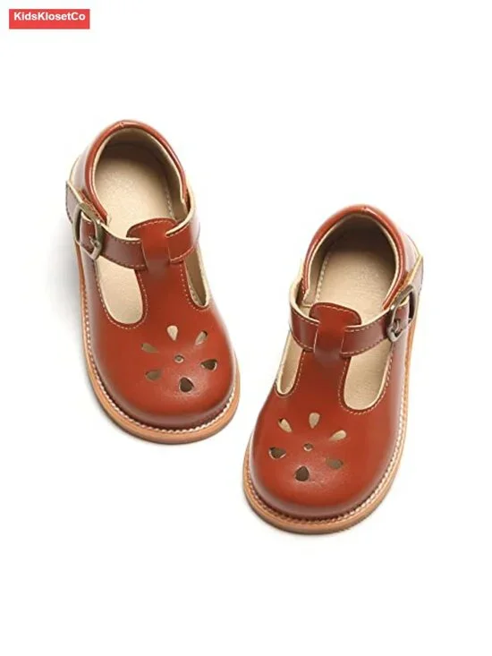 Toddler Girls Mary Jane Flats - Microfiber Slip-Resistant Dress Shoes
