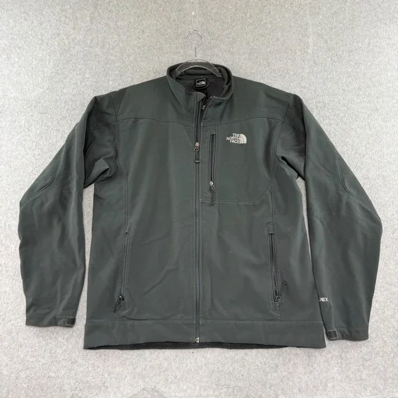 The North Face Apex Bionic Softshell Jacket Mens L Gray Windproof Fleece Lined