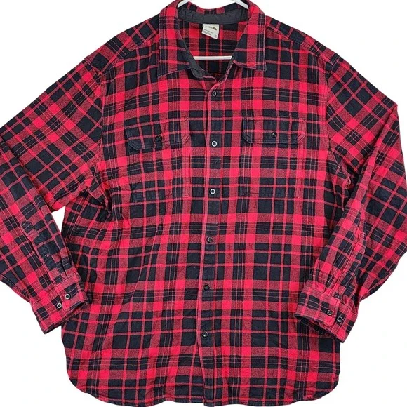 The‎ North Face Plaid Flannel Button Down Shirt Mens XXL Red Black Gorpcore