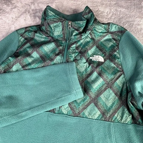 The North Face Fleece Pullover Womens XL Teal‎ Green Geometric 1/4 Zip NF006718