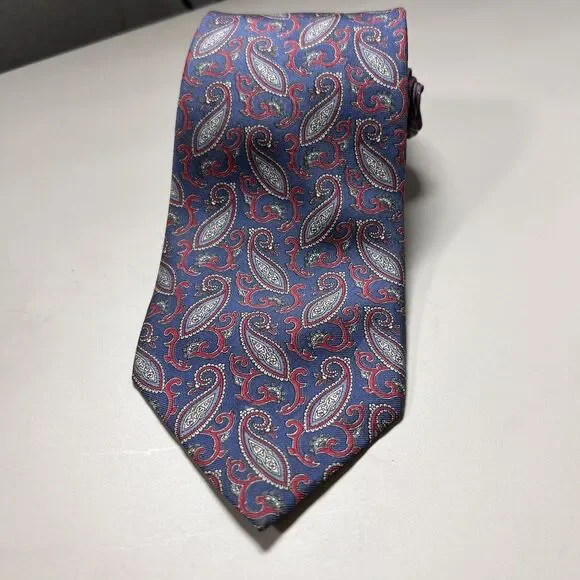 Vintage Christian Dior Silk Tie Made In USA Blue‎ Paisley
