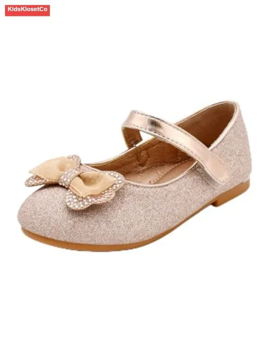Girls Ballet Mary Jane Flats with Bow - Party Dress Shoes