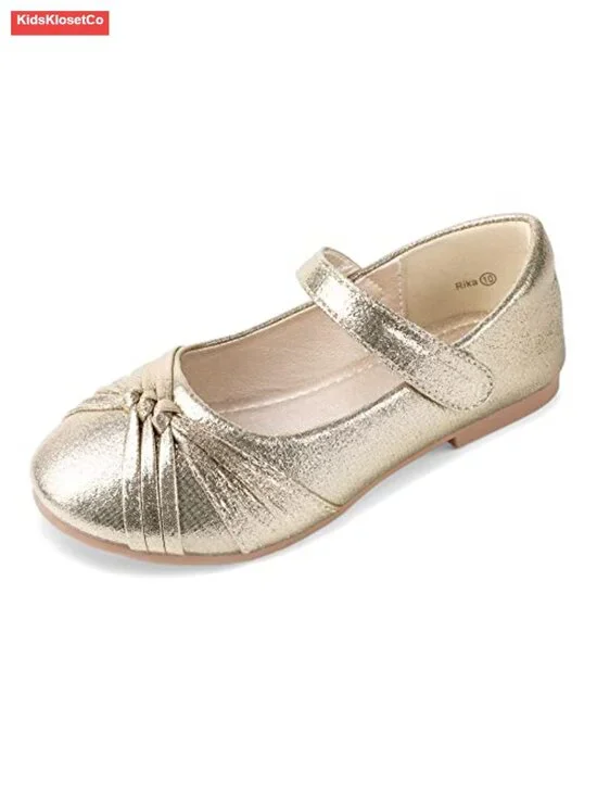 Girls Mary Jane Ballet Flats, Round Toe, Hook & Loop, Non-Slip, Party Wedding
