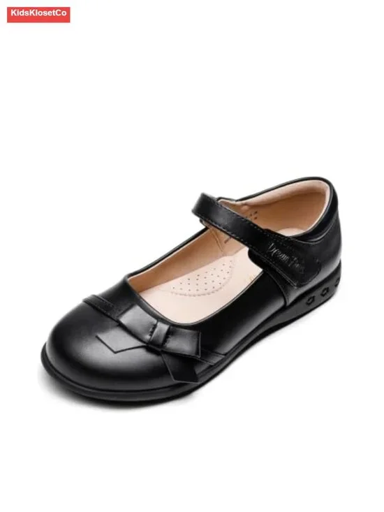 Girls Mary Jane Uniform Shoes with Arch Support Blister-free Bow Flats