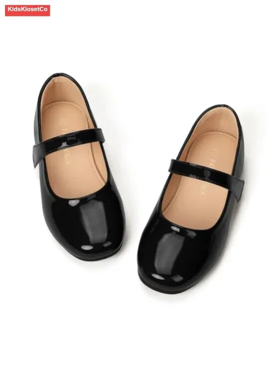 Kids Mary Jane Ballet Flats with Square Toe, Hook & Loop Closure, Non-Slip Sole