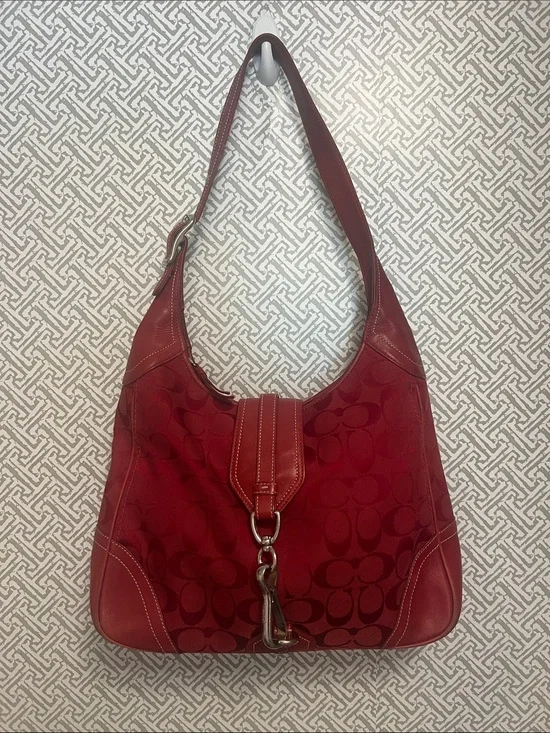 Vintage Coach Hamptons Clip Hobo – Red Signature C – Style 8K03