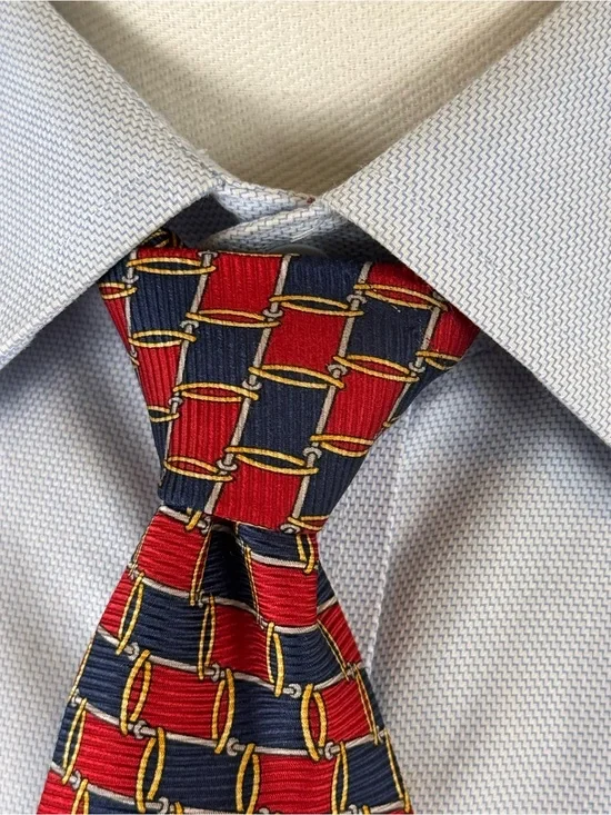 Vintage Brooks Brothers Basic Men’s Necktie in Red, Navy & Gold Silk Tie