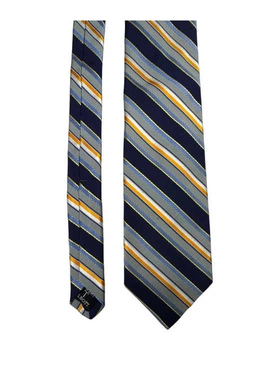 Robert Talbott Carmel Best of Class Silk Tie Blue Gold Stripe Hand Sewn USA