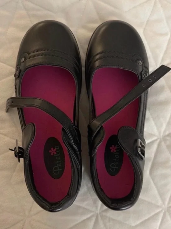 Girls' Black Mary Jane Shoes with Pink Insole