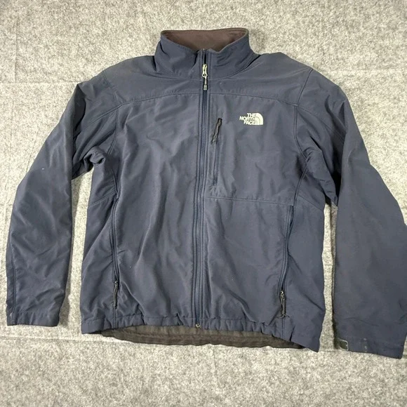 The North Face Softshell Jacket Men Large Navy Blue Fleece Lined Full Zip