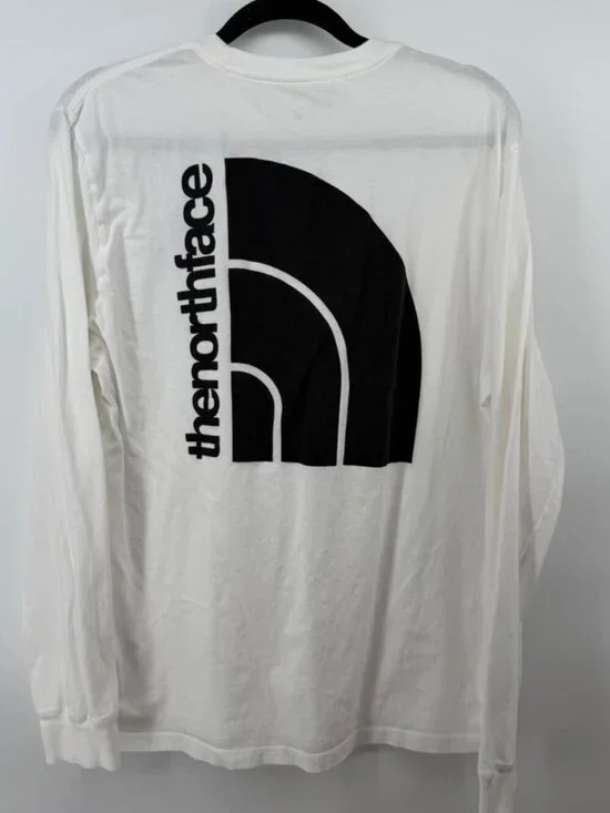 The North Face Men's White Long Sleeve T-Shirt Big Logo Size L Large Gorpcore
