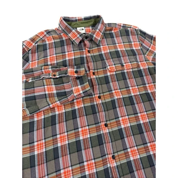 The North Face Shirt Men's XXL Plaid Flannel  Green Long Sleeve
