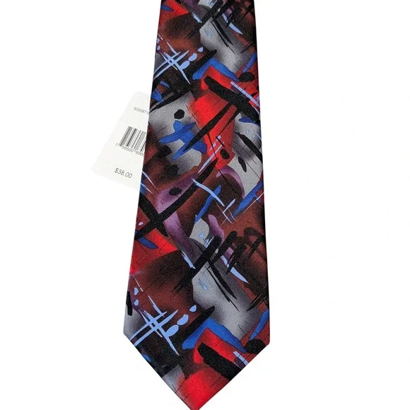 J. Garcia Necktie Red Northern Lights Abstract Painterly Collection 60 NWT‎