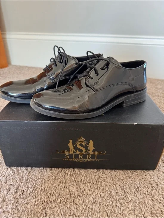 Boys Black Patent Leather Dress Shoes - Lace Up