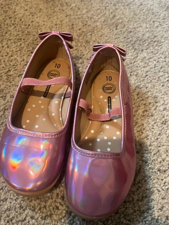 WONDER NATION Memory foam Pink Slip on Dress Shoes SZ 10M
