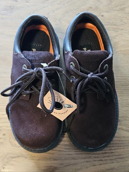 Hush Puppies Kids Dark Brown Suede Lace-Up Shoes