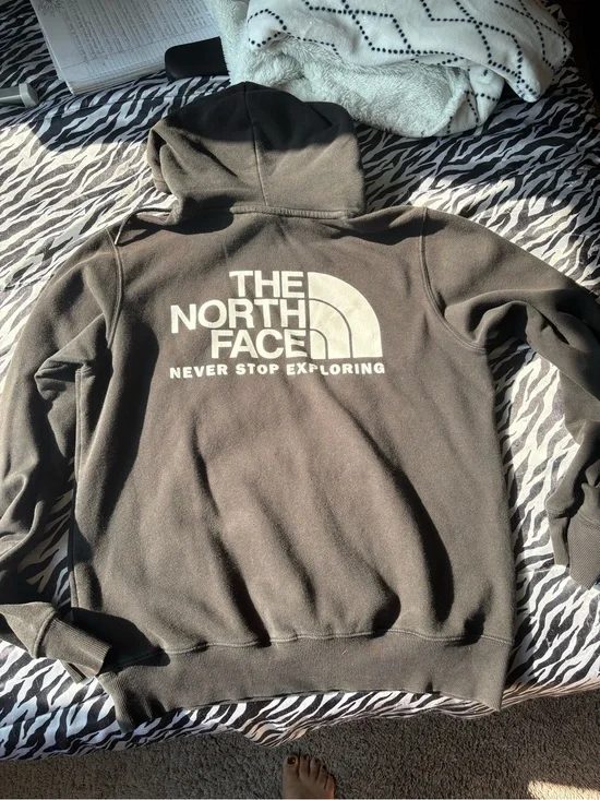 The North Face Men's Dark Gray Hoodie with White Logo