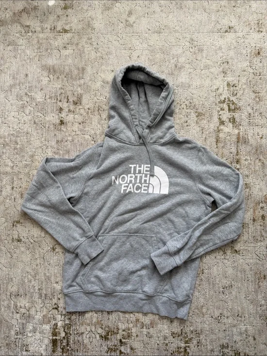 The North Face Gray Pullover Hoodie with White Logo