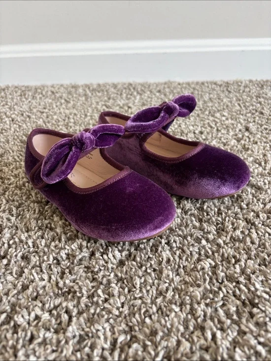 Amazon Girls Purple Velvet Bow Mary Jane Shoes