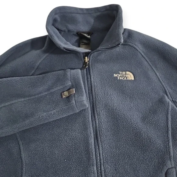 The North Face Full Zip Fleece Mens Small 100% Polyester Navy Blue Mock Neck
