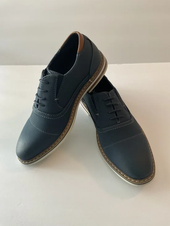 Boys Navy Casual Dress Shoes - Classic Lace-Up