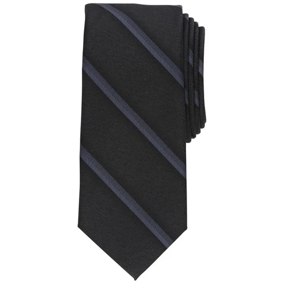 Alfani Mens Tie One Size Black Desmet Stripe Slim Necktie Quiet Luxury NWT