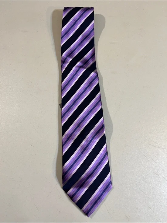 Men's Striped Silk Tie in Purple and Black