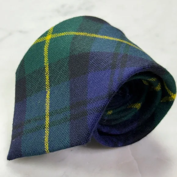 Vintage Scotland House Gordon Tartan Wool Tie Made in Scotland Mens Plaid 90s