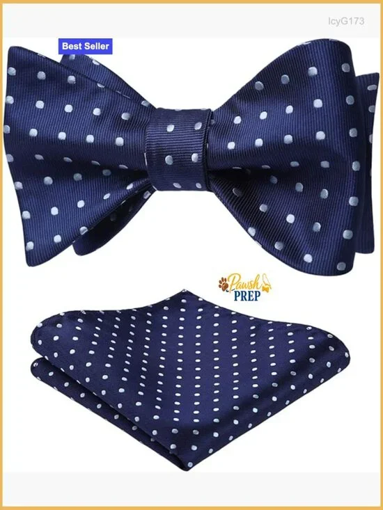 Self-Tie Bow Tie Set with Pocket Square for Formal Business Wedding