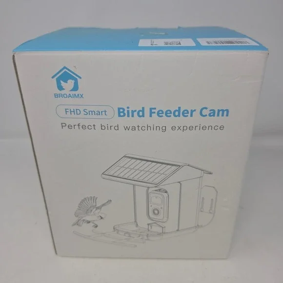 BROAIMX FHD Smart Bird Feeder Cam Solar Powered AI Identification IP65