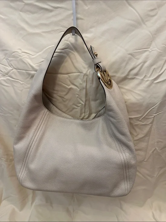 Michael Kors Pebbled Leather Hobo Bag in Cream / Off White