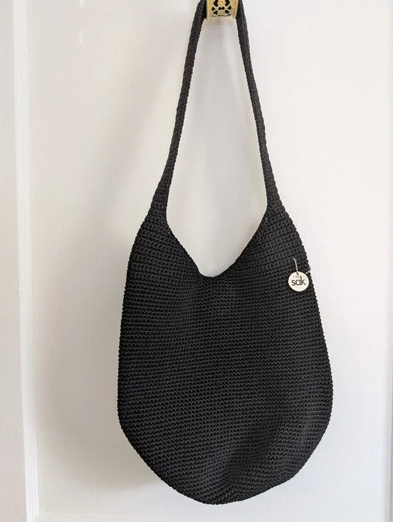 The Sak Black Crocheted Like New Hobo Bag