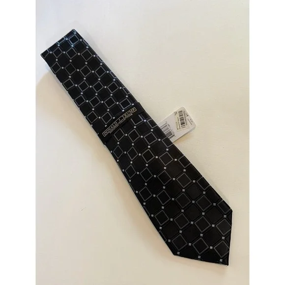 Donald‎ J. Trump Signature Collection Silk Men's Necktie Black Gray Squares NWT