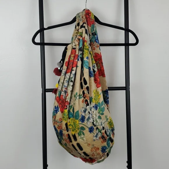 Johnny Was Plush Shoulder Bag – Multicolor Floral Bohemian Luxury