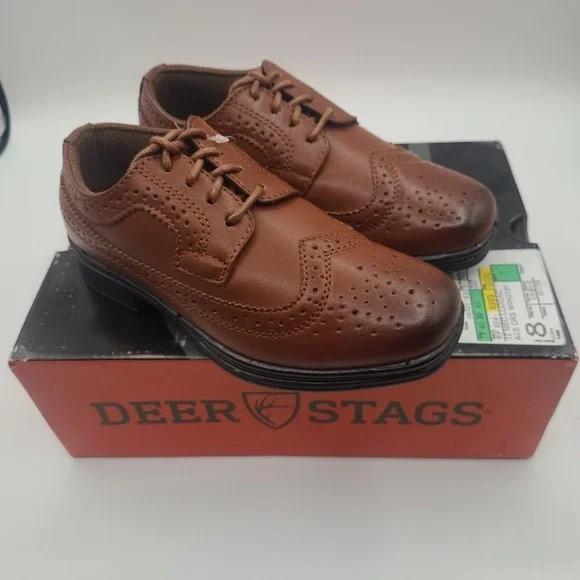 Deer Stags Boy's‎ Ace Brown Oxford Dress Shoes Size 12 New With Box MSRP $60