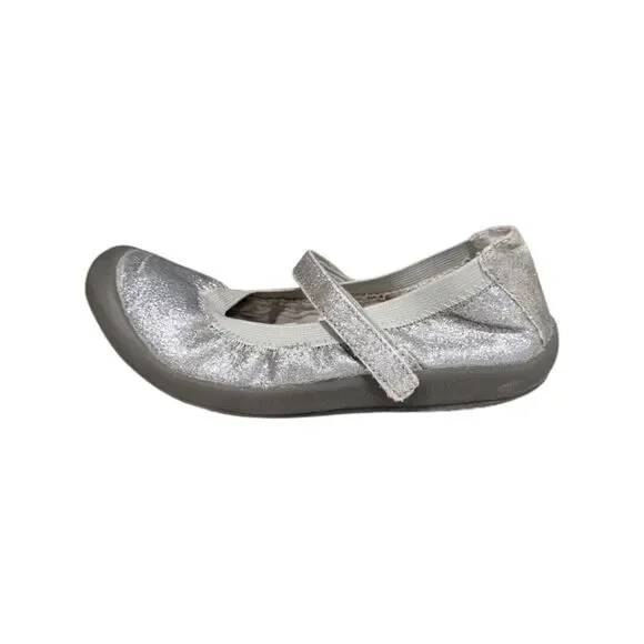 Hanna Andersson Silver Glitter Shiny Maya mary jane Elastic Flats Girls Size 13