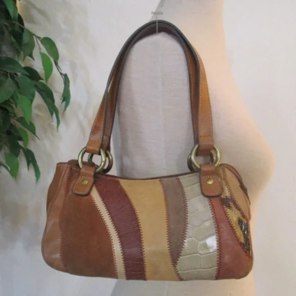 - Fossil HoBo Patchwork leather suede Purse VTG