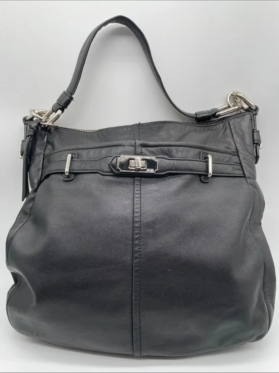 Coach #F17816 Chelsea Ashlyn Black Leather Hobo Shoulder Bag Silver hardware