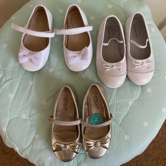 Stride Rite Girls White and Gold Dress Shoe Lot