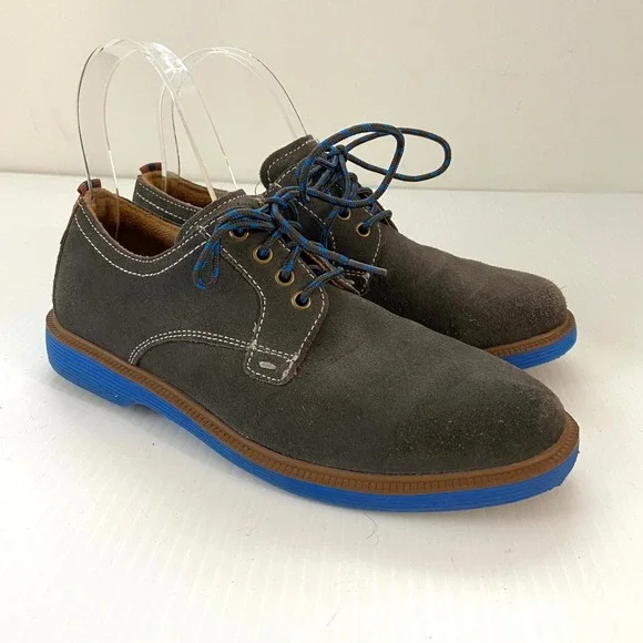 Florsheim Gray Suede Leather Lace Up Plain Toe Oxford Shoes Blue Soles Boys 3‎