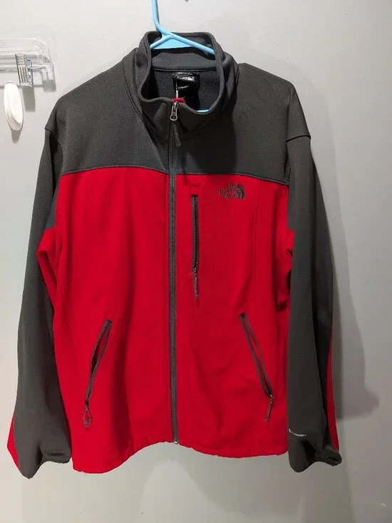 The North Face Momentum Fleece Jacket Mens L Red Black Full Zip  C766