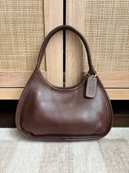 COACH Vintage Mini Ergo Crescent Brown Leather Satchel Shoulder Bag Handbag 9027