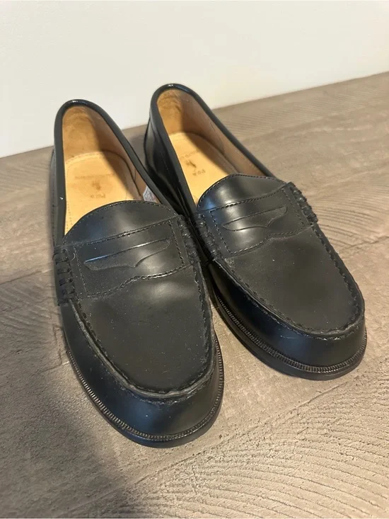 EUC Polo Ralph Lauren Boys Black Leather Penny Loafers Dress Shoes 3Y