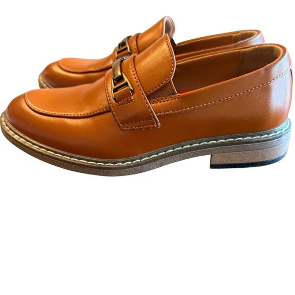 Bruno Marc‎ Kids Tan Faux Leather Loafers Dress Shoes Size 1 Boys Formal