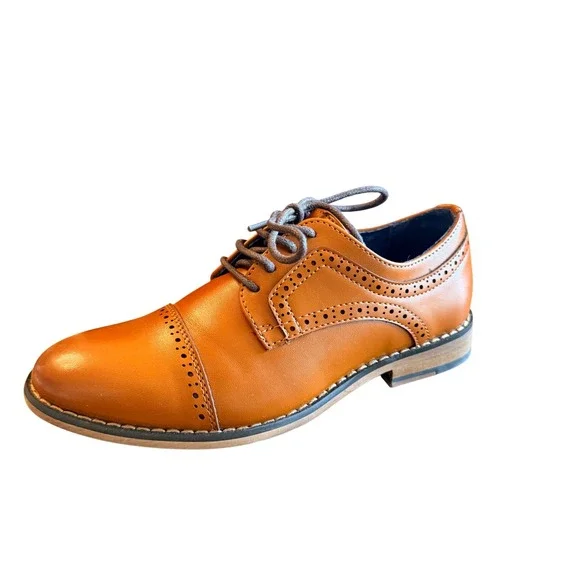 Bruno Marc Boys Brown Wingtip Brogue Oxford Dress Shoes Size 1‎ church formal