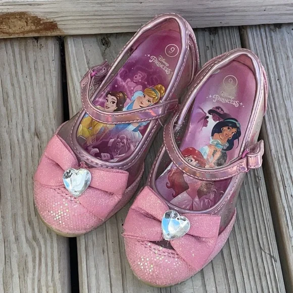 Disney Princess Pink Glitter Dress Up Heels Mary Jane Costume Shoes Toddler Sz 9