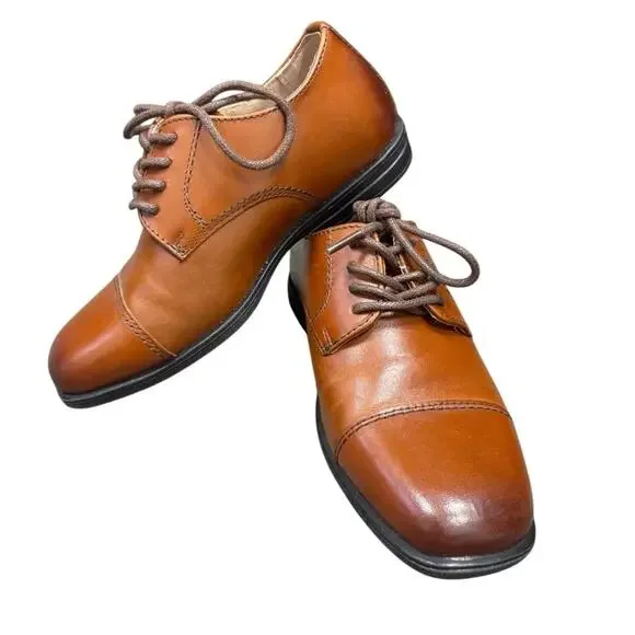 Florsheim Boys Tan Leather Cap-Toe Oxford Dress Shoe