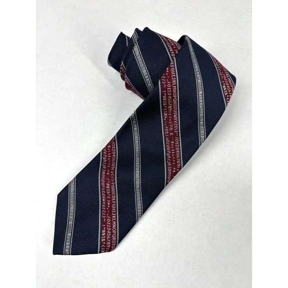 VTG 70s SMITHSONIAN INSTITUTION Tie Computer Character Print‎ Science Tech EUC