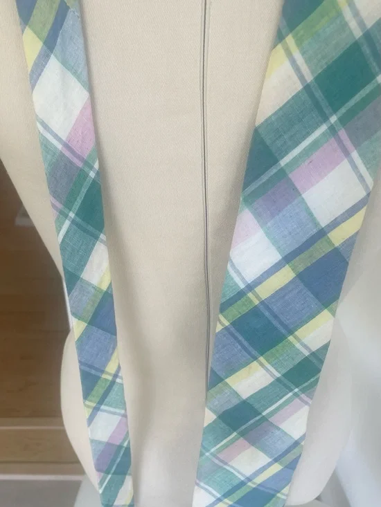 Rooster Madras Tie  Pastels Blue Pink White   Strawbridge & Clothier  Vintage